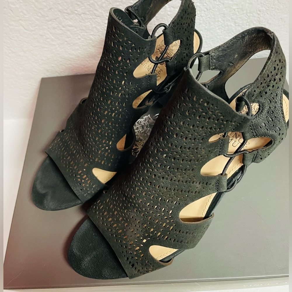 Vince Camuto Black Perforated Heels - Picture 3 of 4